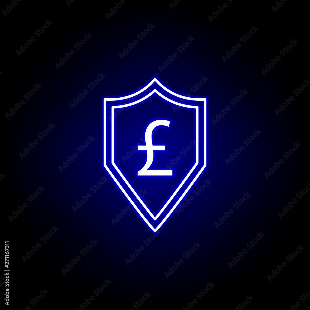shield pound icon in neon style. Element of finance illustration. Signs and symbols icon can be used for web, logo, mobile app, UI, UX shield pound icon in neon style. Element of finance illustration. Signs and symbols icon can be used for web, logo, mobile app, UI, UX
