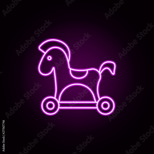 horse on wheels neon icon. Elements of toys set. Simple icon for websites, web design, mobile app, info graphics