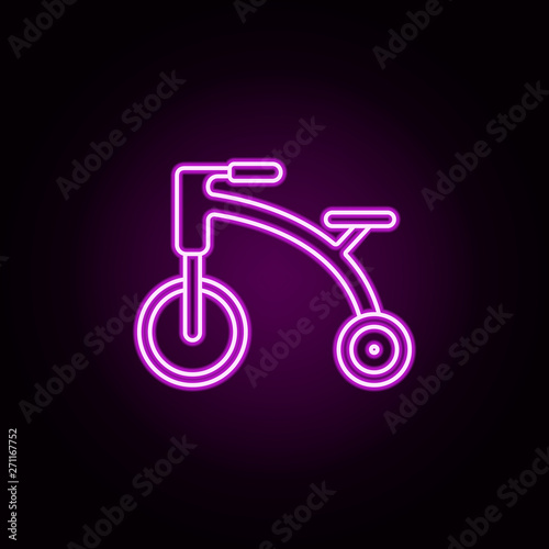 tricycle neon icon. Elements of toys set. Simple icon for websites, web design, mobile app, info graphics
