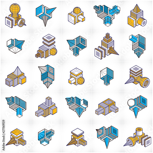Engineering constructions collection, abstract vectors set.