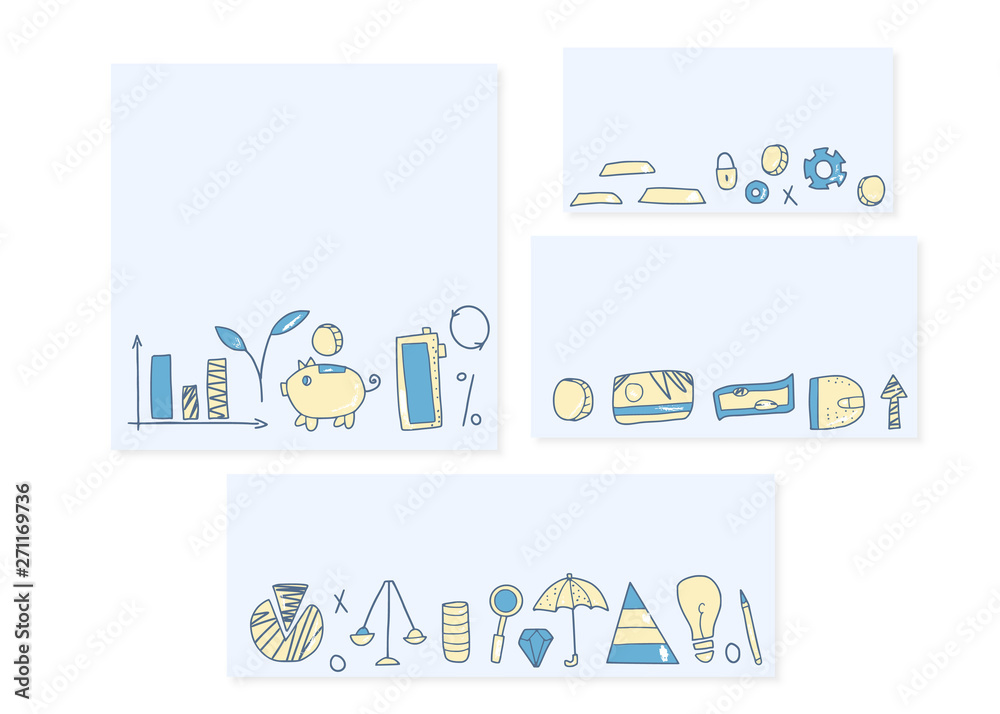 Set of finance elements. Vector signs isolated.