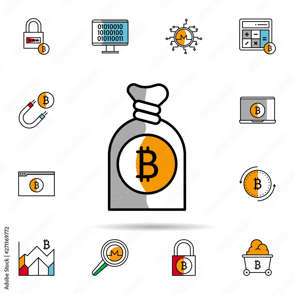 Bitcoin money bag badge Royalty Free Vector Image