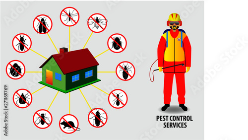 set of pest control concept, or prohibited insect isolated. easy to modify