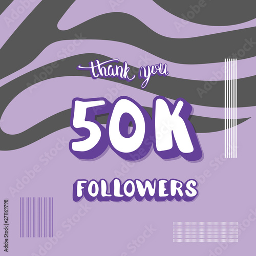 50k followers thank you. Vector social media.