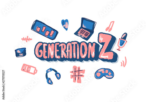 Generation z poster. Vector concept text and decor