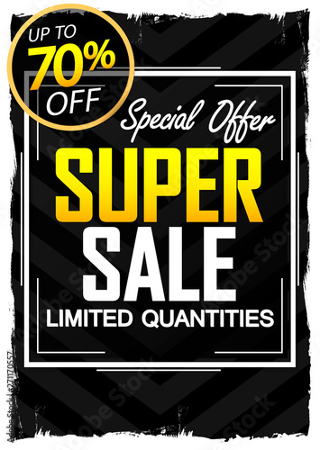 Super Sale up to 70% off, poster design template, special offer, vector illustration