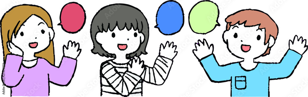 Illustration of cute people having a conversation Illustration of cute people having a conversation