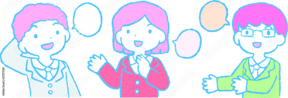Pop Illustration of cute working people having a conversation Pop Illustration of cute working people having a conversation
