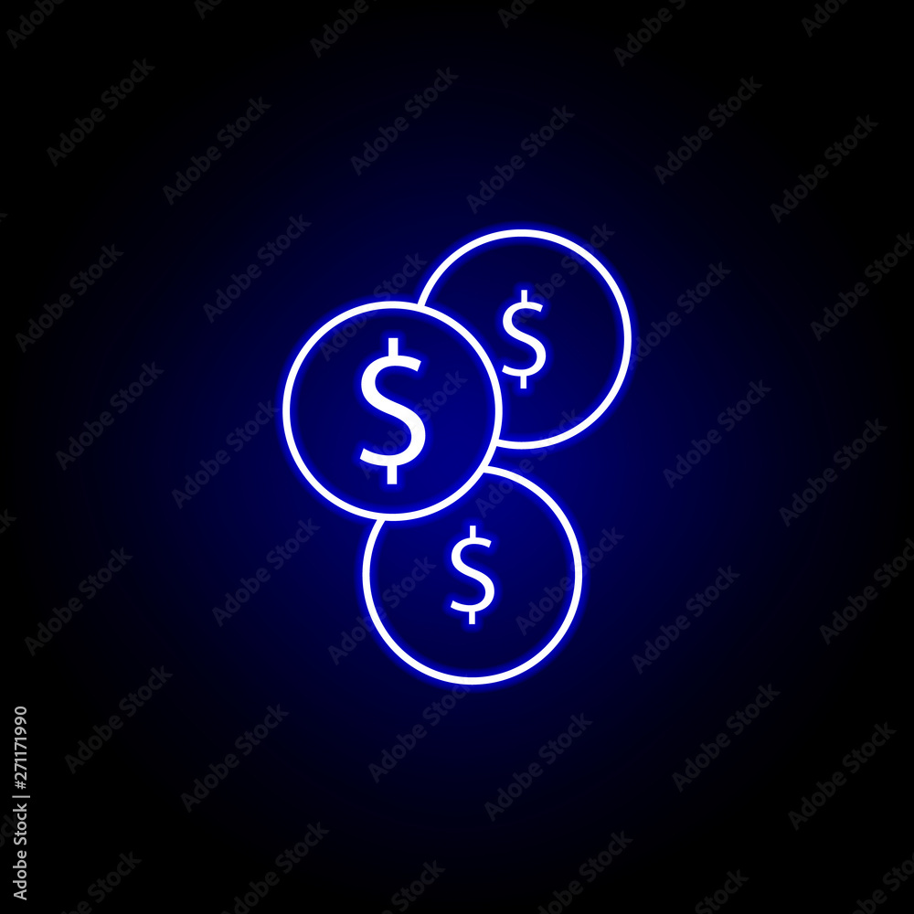 coin dollar icon in neon style. Element of finance illustration. Signs and symbols icon can be used for web, logo, mobile app, UI, UX coin dollar icon in neon style. Element of finance illustration. Signs and symbols icon can be used for web, logo, mobile app, UI, UX