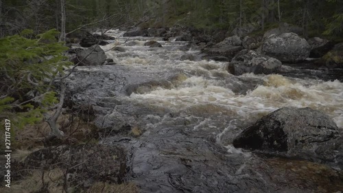 Crazy river in norway. Slowmotion photo