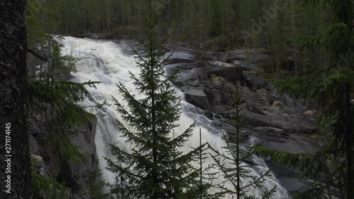 Dramatic waterfall in norway. slowmotion photo