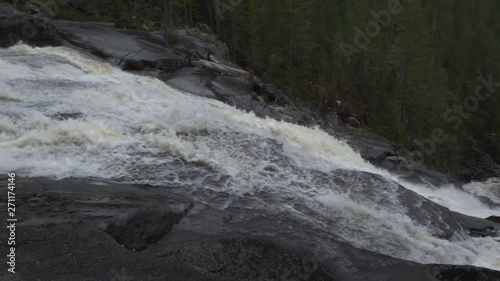 Beautiful waterfall in Norway. Slowmotion photo