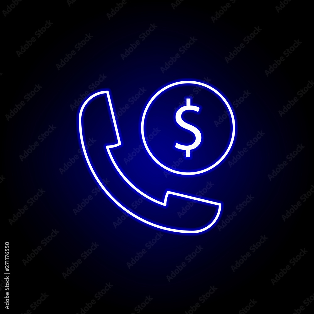 handset dollar icon in neon style. Element of finance illustration. Signs and symbols icon can be used for web, logo, mobile app, UI, UX handset dollar icon in neon style. Element of finance illustration. Signs and symbols icon can be used for web, logo, mobile app, UI, UX