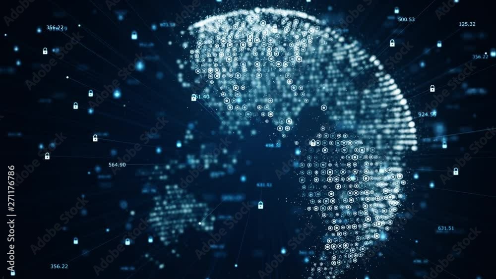 Cyber security and global communication concept. Analysis of information. Technology data binary code network conveying connectivity, Data and information protection protocol.