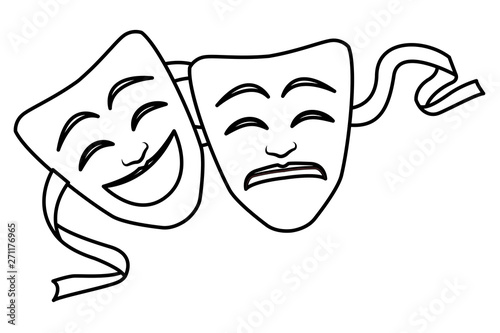 theater mask icon black and white