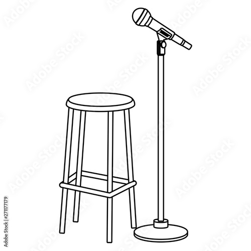 microphone and chair black and white