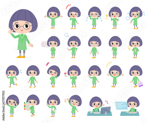 Green clothing Glasses girl_emotion