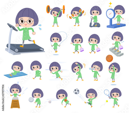 Green clothing Glasses girl_exercise