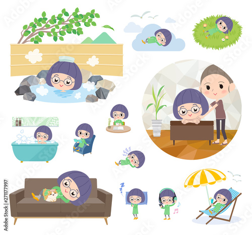 Green clothing Glasses girl_relax