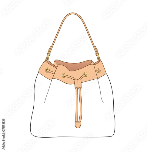 bucket bag vector illustration flat sketch template isolated on white  background Stock Vector | Adobe Stock