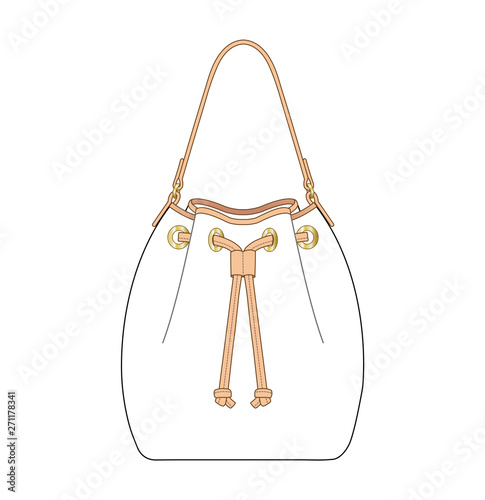 bucket bag vector illustration flat sketch template isolated on white background