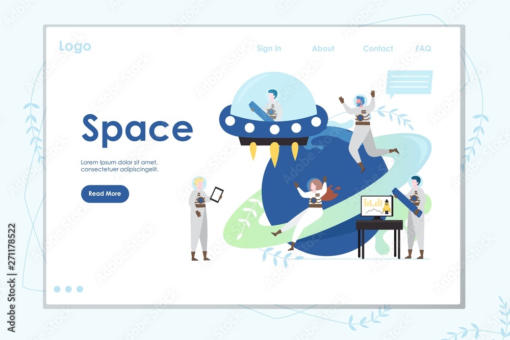 Space vector website landing page design template Space vector website landing page design template