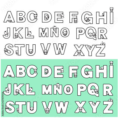 可愛いパンダのアルファベットフォント