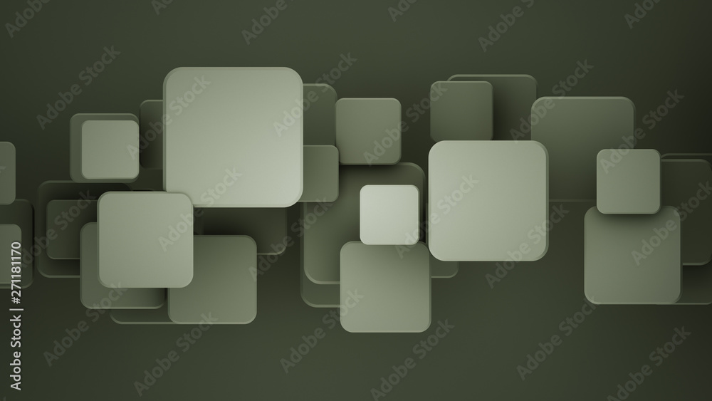 Layered dark gray mosaic with squares 3D rendering