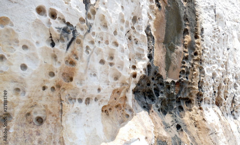 Texture of natural stone. Modern background. Image. Design for poster. Abstract backdrop. Black, grey, biege, sepia. Hole on the surface. Patterns and textures of rocks in nature. Closeup detail stone Texture of natural stone. Modern background. Image. Design for poster. Abstract backdrop. Black, grey, biege, sepia. Hole on the surface. Patterns and textures of rocks in nature. Closeup detail stone
