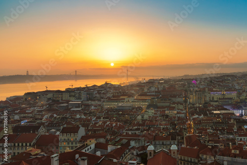 Lisbon and the Bridge of 25 April by Golden Hour