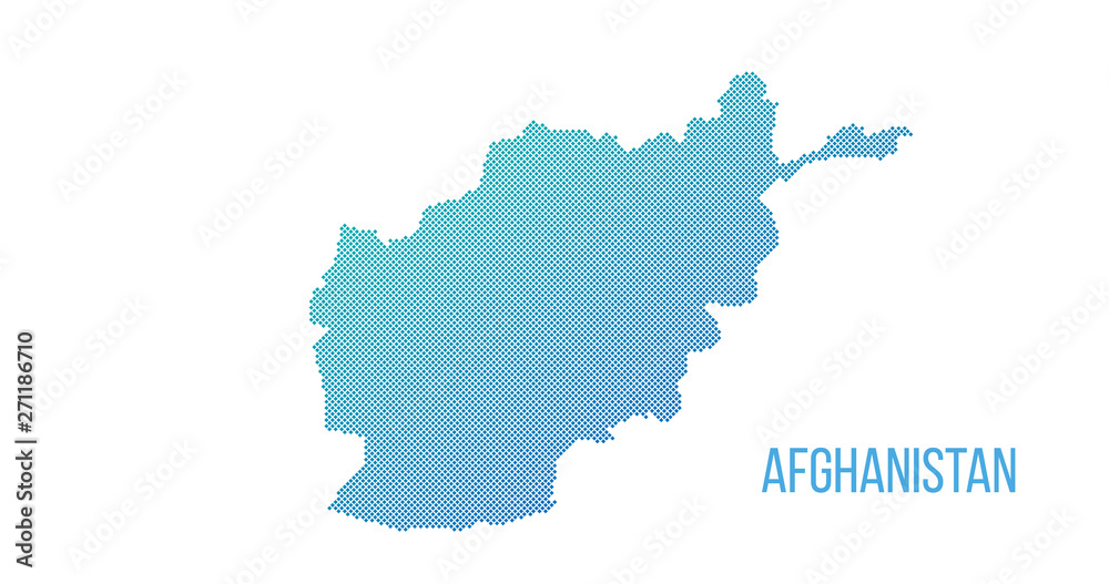 Afghanistan map. Vector halftone composition made out of squares. Vector illustration isolated on white background.