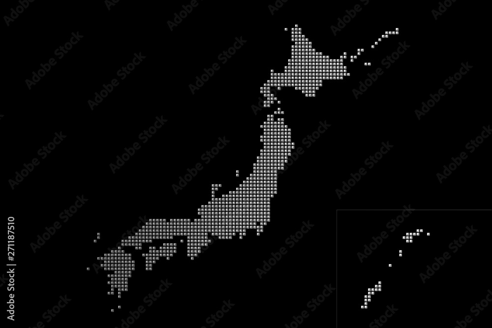 Fototapeta Japan map composed of three-dimensional dots. 立体的なドットで構成された日本地図