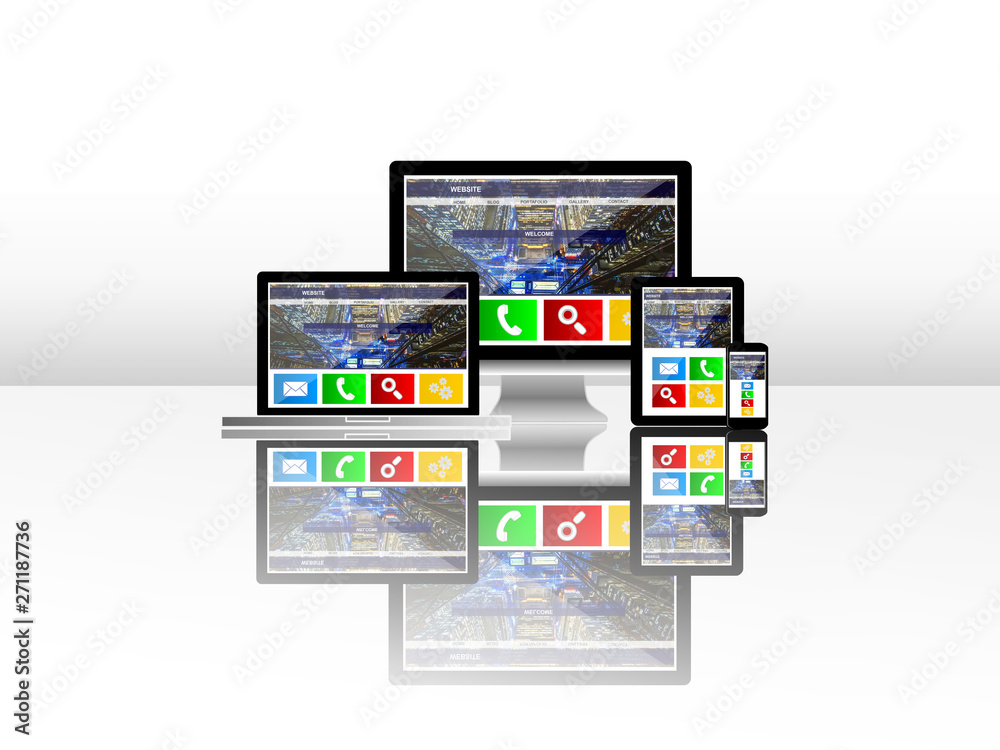 website on computer laptop tablet phone with reflection website on computer laptop tablet phone with reflection
