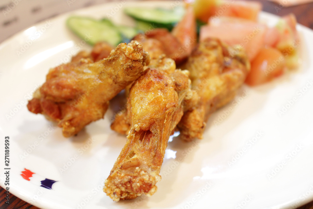 Japanese fried chicken served at traditional izakaya Japanese fried chicken served at traditional izakaya