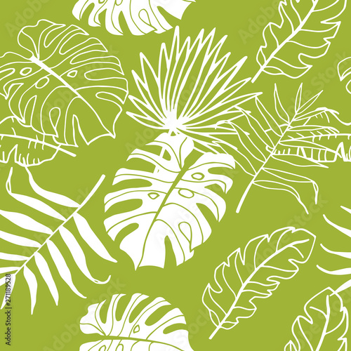 palm leaves tropical floral pattern hand drawn sketch