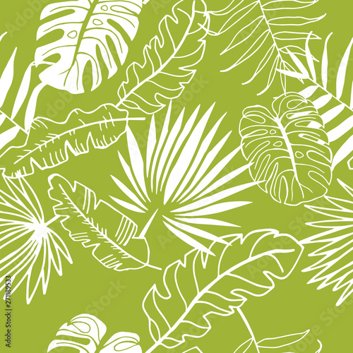 palm leaves tropical floral pattern hand drawn sketch
