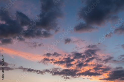 Pink clouds and blue skies background