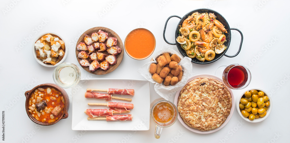 Typical plates in spain isolated Typical plates in spain isolated