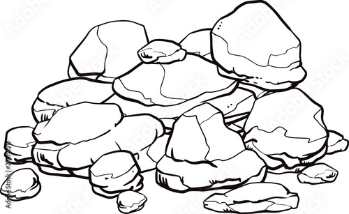Large stones set. Hand drawing. vector