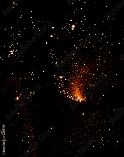 Abstract background with sparks, starfield, stars on dark sky
