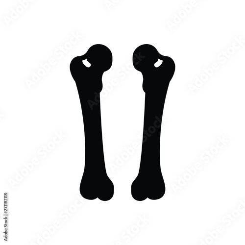 Black solid icon for femur bone