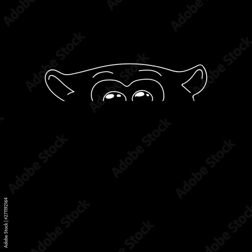 a funny picture of a cat on a black background.vector