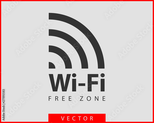 Free wi fi icon. Connection zone wifi vector symbol. Radio waves signal.