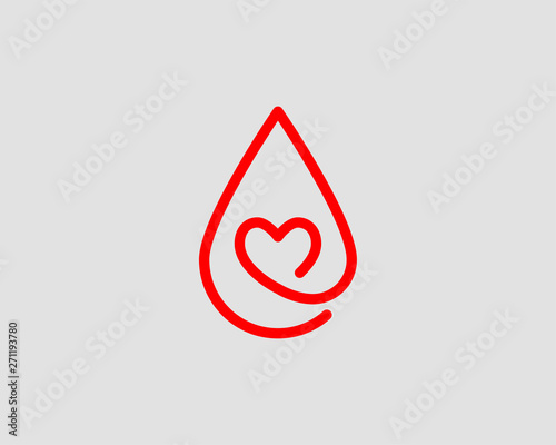 Red blood drop vector icon isolated on white background.