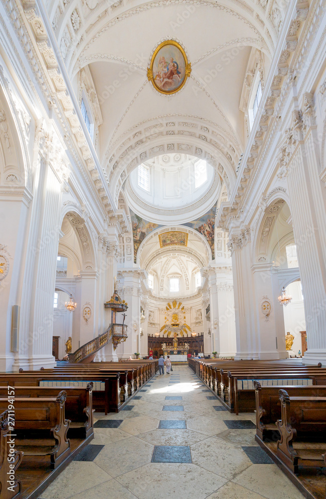 interior view of the historic St. Ursen cathedral in the city of Solothurn in Switzerland