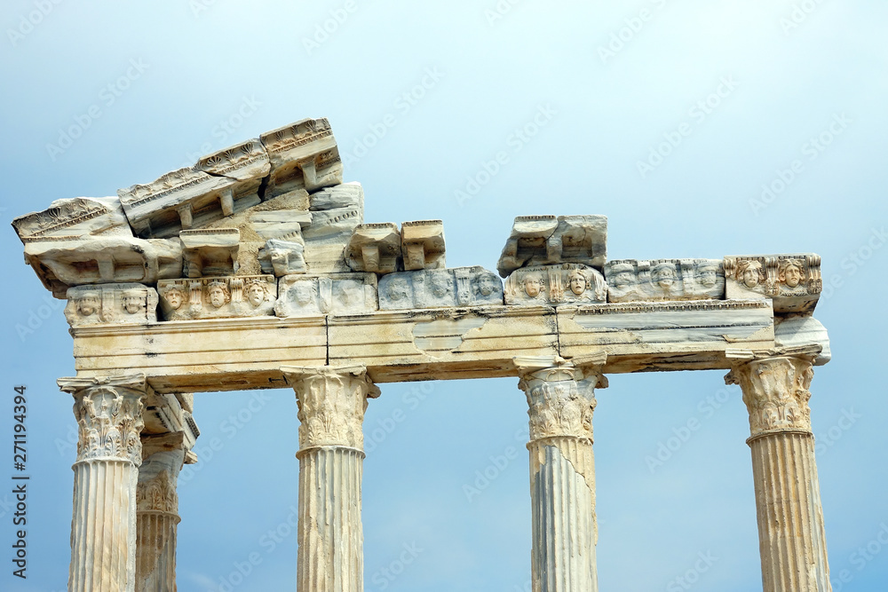 detail from archaelogical site of Roman ruins in Alanya Town of Antalya , Turkey