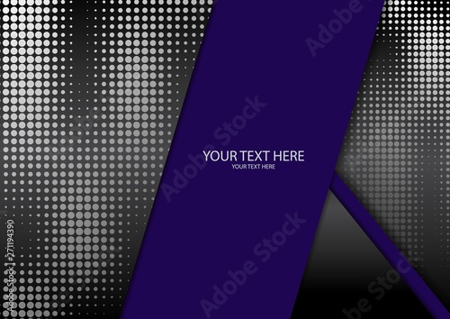 Bright halftone dots and colored inclined ribbons stripes on a dark background. Luxury poster background template.