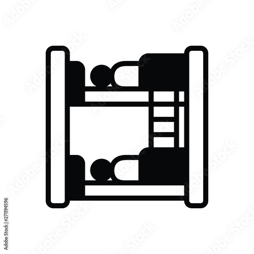 Black solid icon for hostel dormitory 