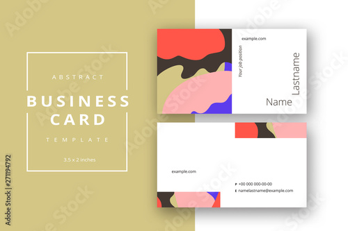 Trendy minimal abstract business card template. Modern corporate stationery id layout with geometric pattern. Vector fashion background design with information sample name text.
