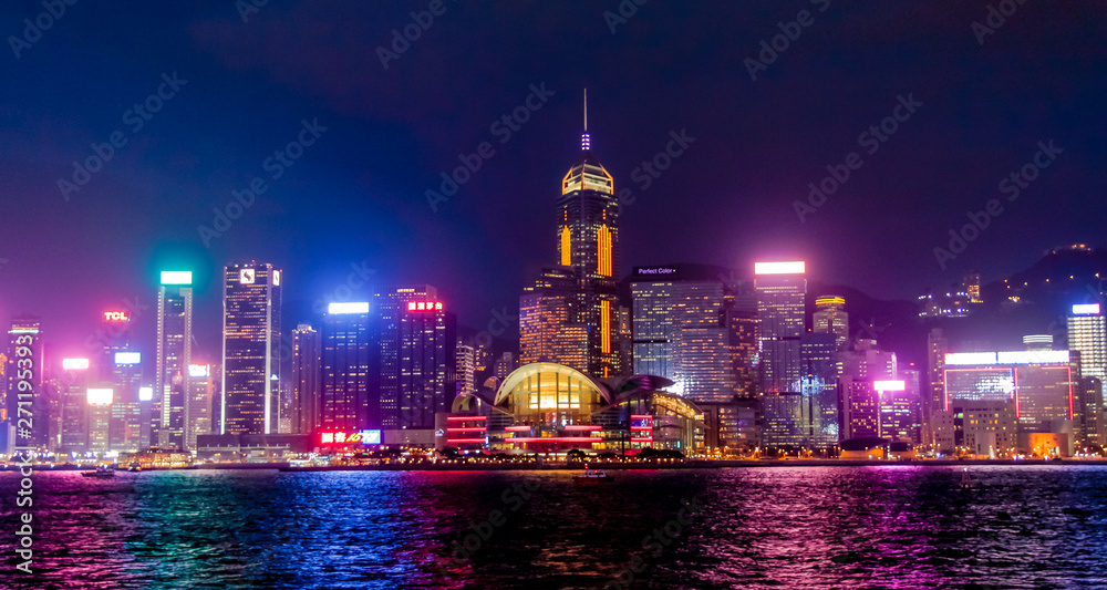 City at night in Hongkong